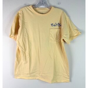 Salt Life T-Shirt Mens Med Yellow Go Till Its Indigo Tuna Graphic Pocket Tee